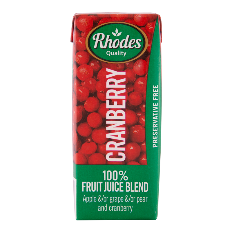 RHODES 100% Fruit Juice - Cranberry 200ml