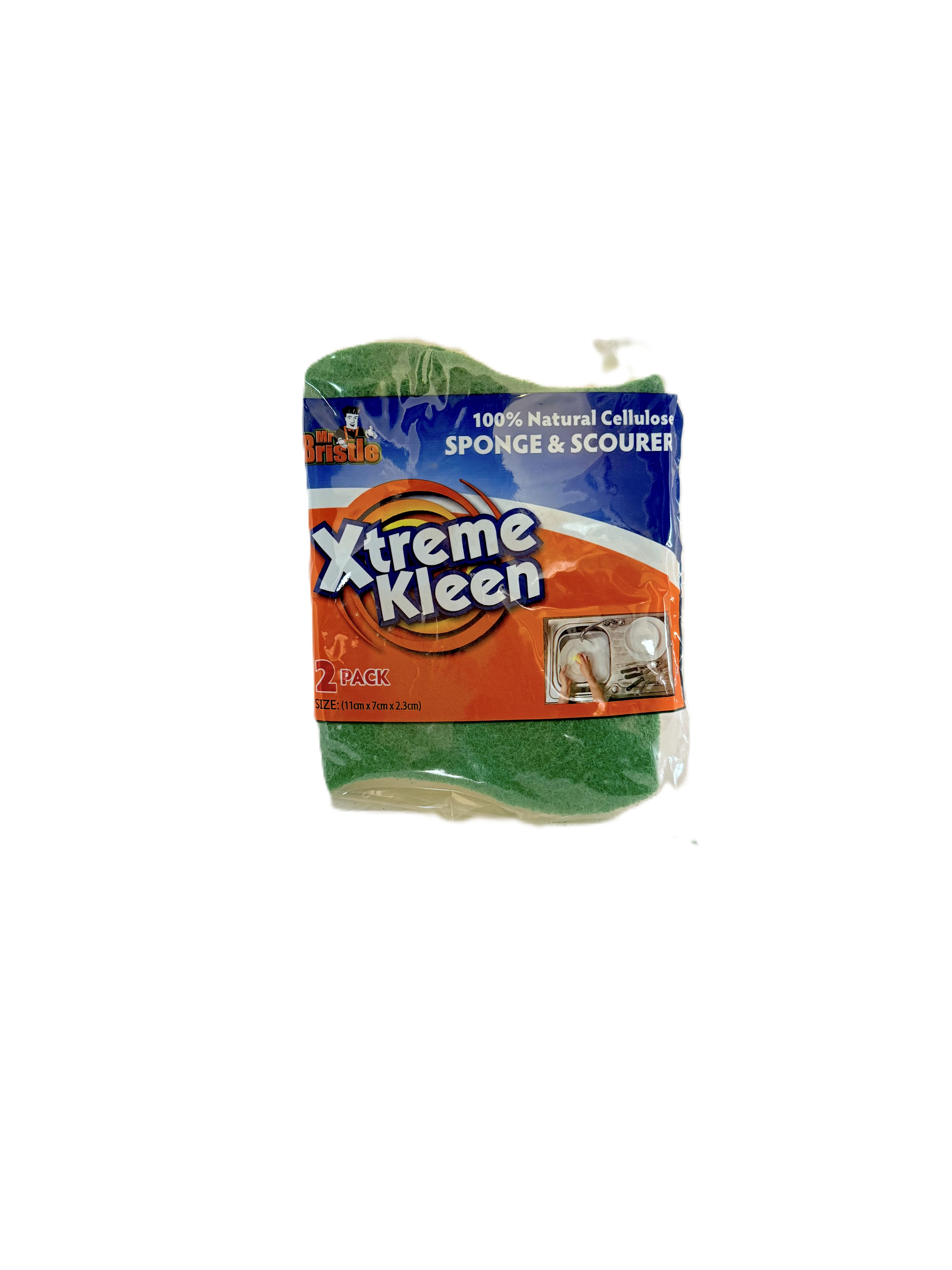 MR BRISTLE 2 Pack Cellulose Sponge & Scourer
